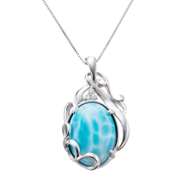 シルバー925 ラリマー ペンダント 25ctUP 鑑別書付