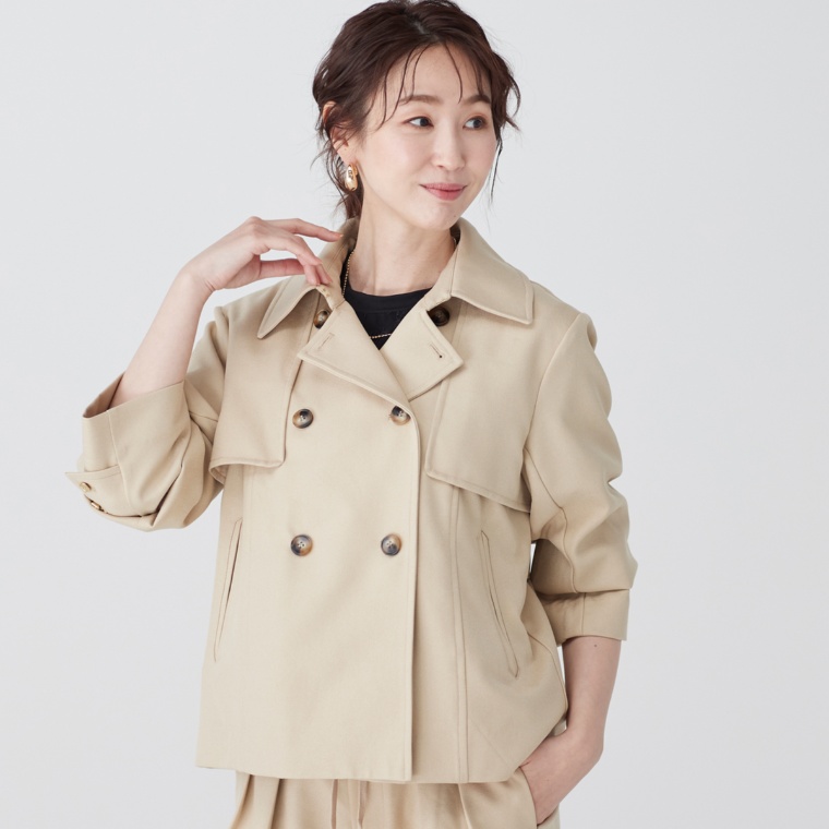 ROHERBE レター刺繍 ショートトレンチコート