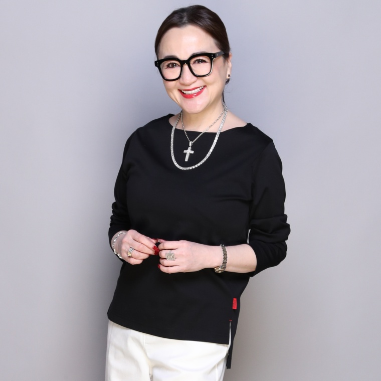 ANNE COQUINE シリコンパッチ付シルケットスムースロングTシャツ