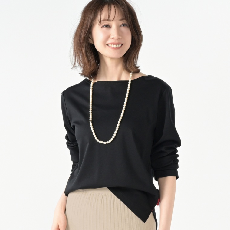 ANNE COQUINE シリコンパッチ付シルケットスムースロングTシャツ