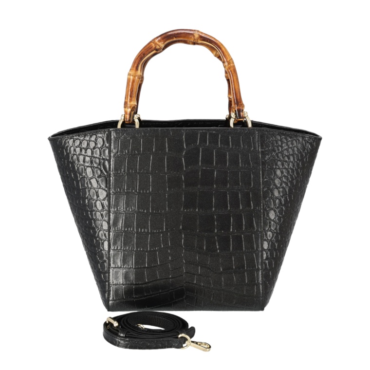 ロダニア クロコエンボスソフトレザースクエアバッグ