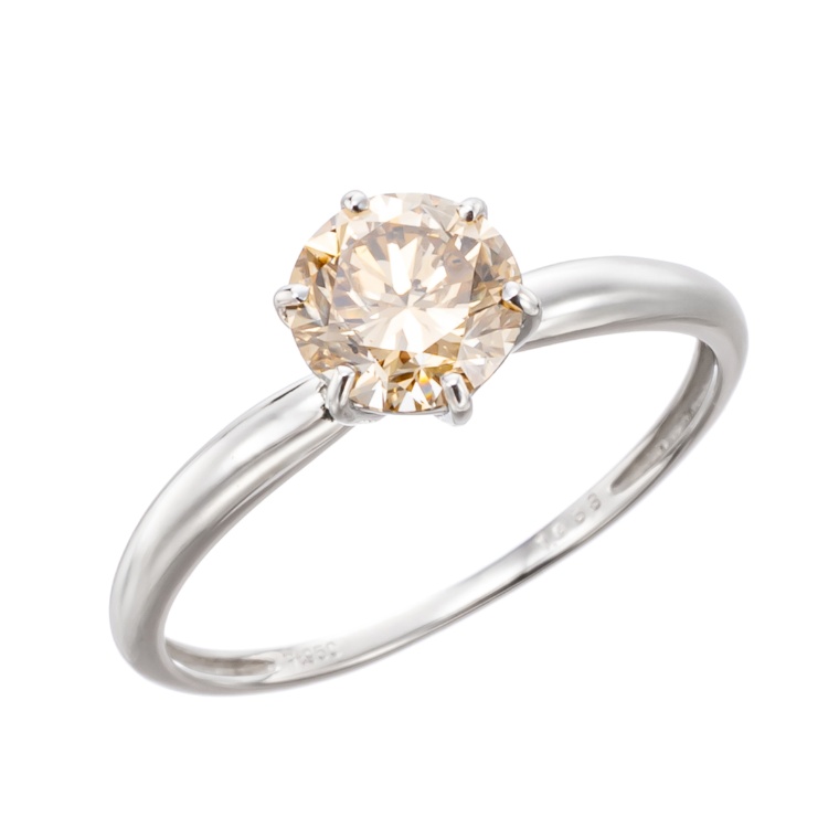 シャンパンカラーダイヤモンドリング 1.0ctUP鑑定書付