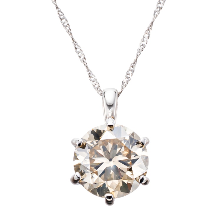 シャンパンカラーダイヤモンドペンダント 1.5ctUP鑑定書付