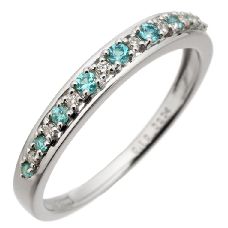 ブラジル産パライバトルマリン PT リング 計0.10ctUP