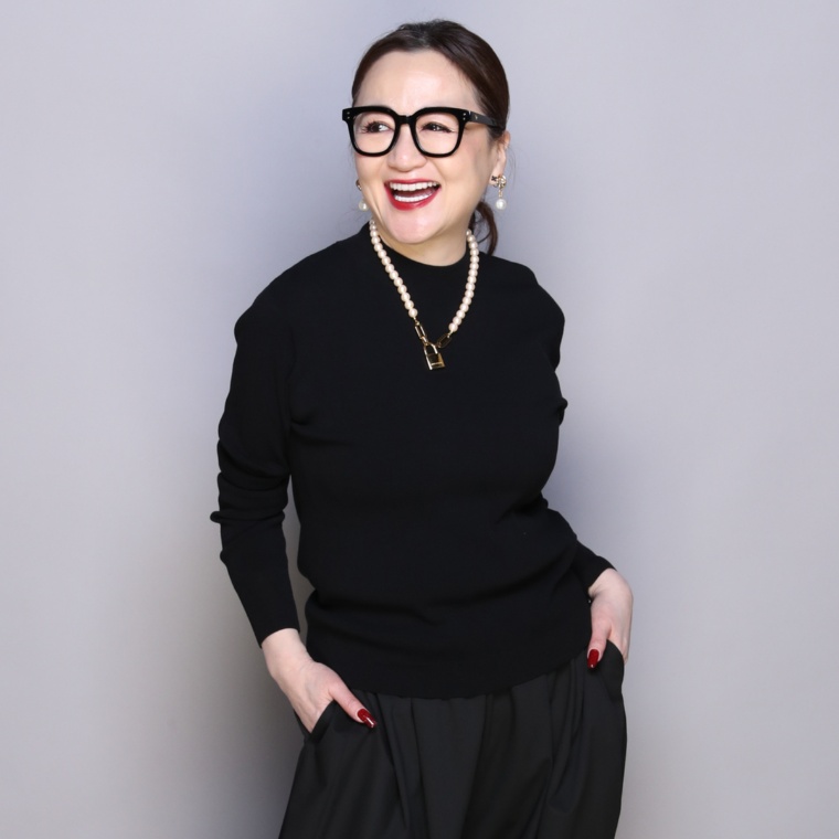 ANNE COQUINE コアスパンヤーン16Gニット長袖プルオーバー