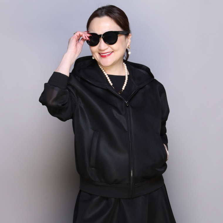 ANNE COQUINE ダンボールニットシアーフードブルゾン