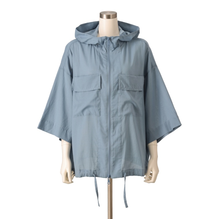 KiKKi ワイドポケット前開き半袖パーカー