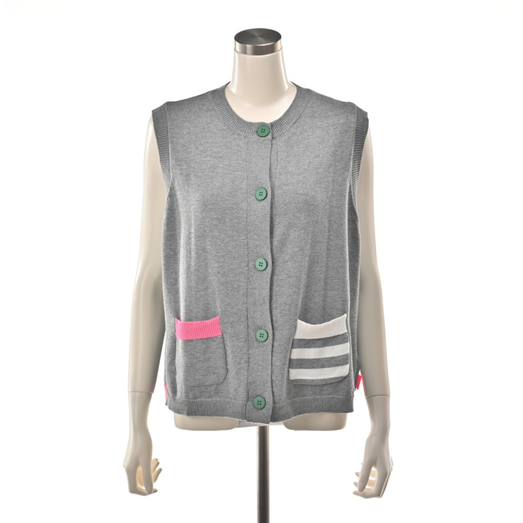 KiKKi 配色ポケットライトニットベスト