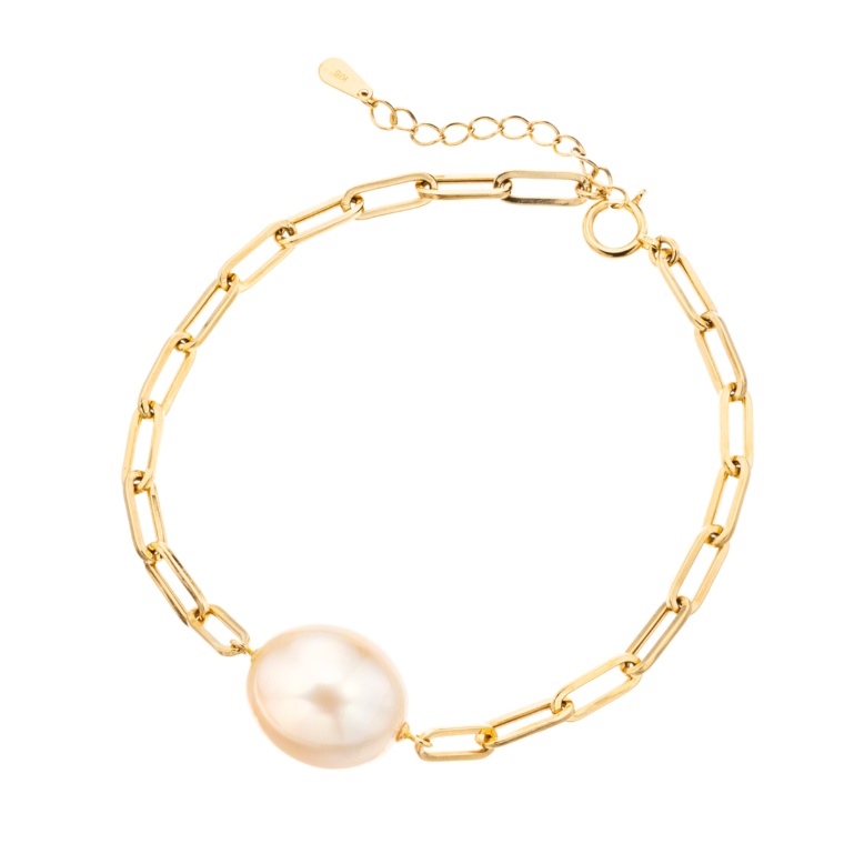 18KYG シャンパンカラー白蝶真珠 ブレスレット 12mm