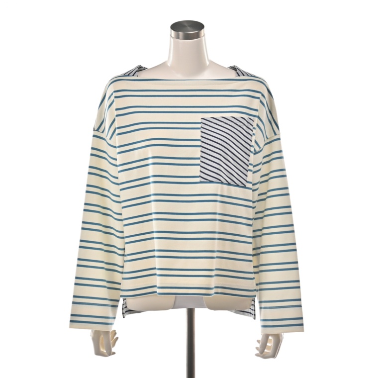 Carney ボーダードッキング ボートネックプルオーバー