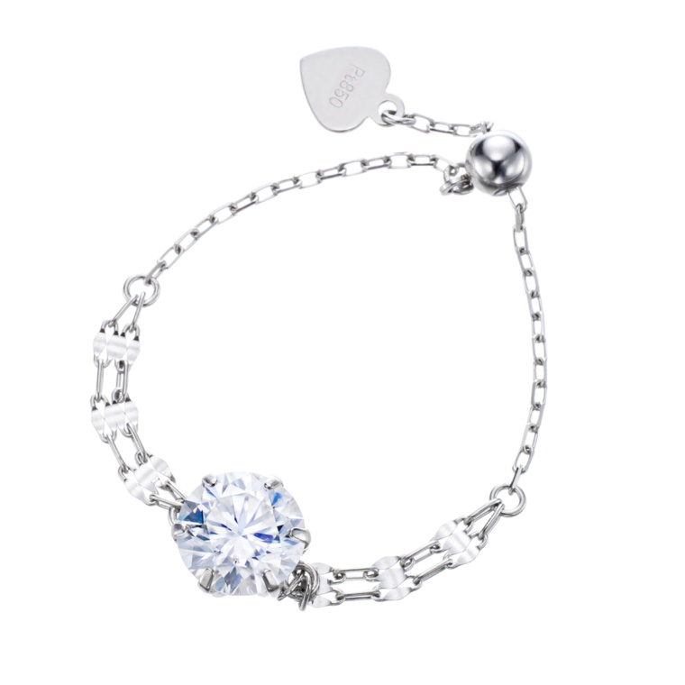 PT950/850 合成モアッサナイト チェーンリング0.5ctUP