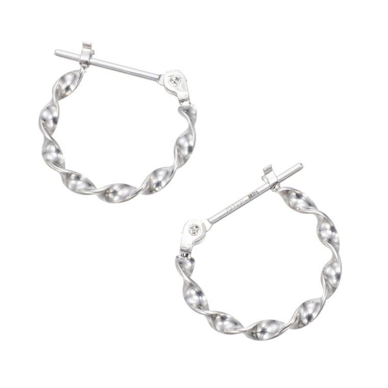 純プラチナ/PT900 ライトツイストフープイヤリング/ピアス