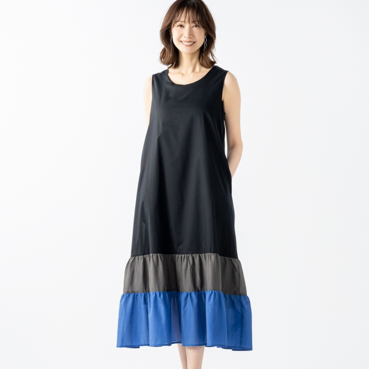 ジョジョ エ ノノ 綿ローン配色ワンピース