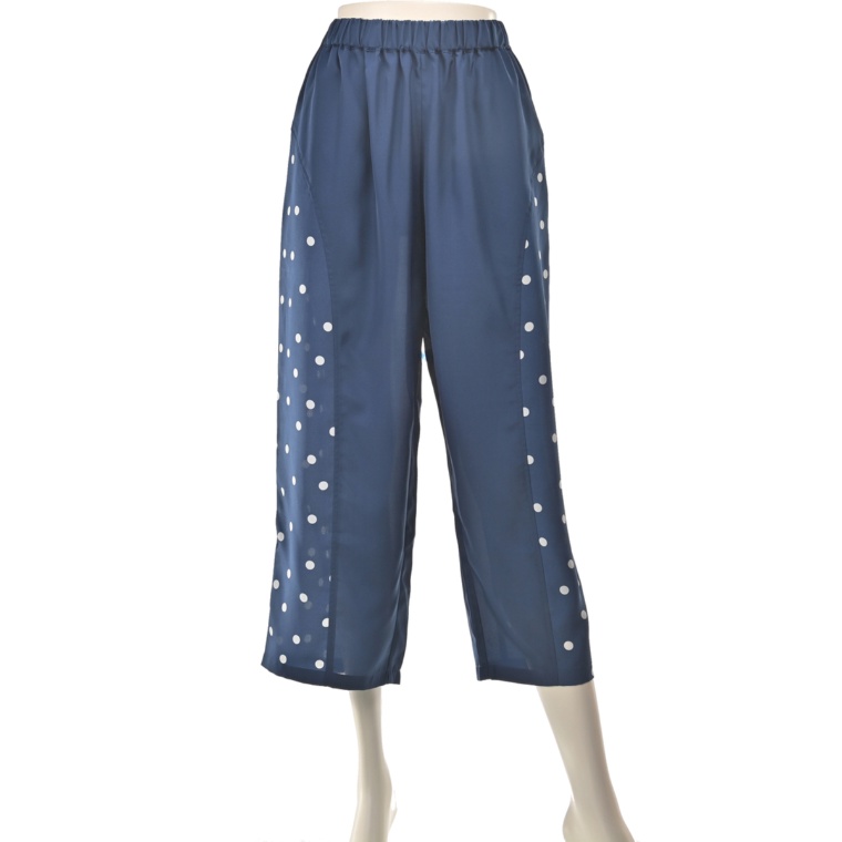 KawaiOkada シフォン素材の切替ウエトゴムパンツ