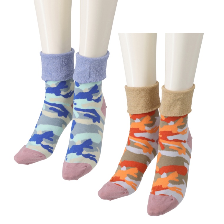 KawaiOkada 迷彩ソックス2足組 【日本製】