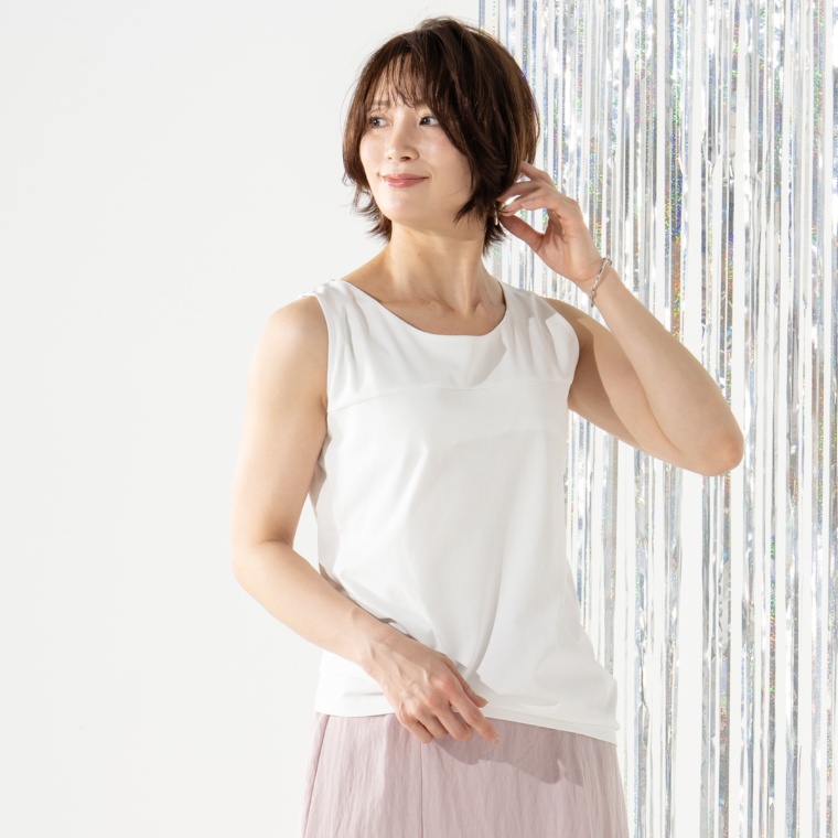 CARRIERE 異素材コンビ便利なノースリーブインナー