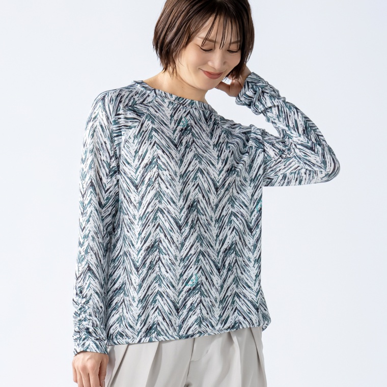 calma サファリヘリンボーン柄 サラサラシリーズ プルオーバー