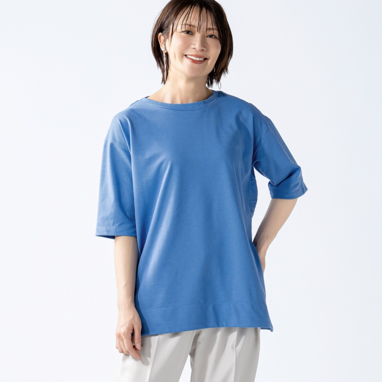 calma さらっとカノコとシフォン 刺繍チュニック