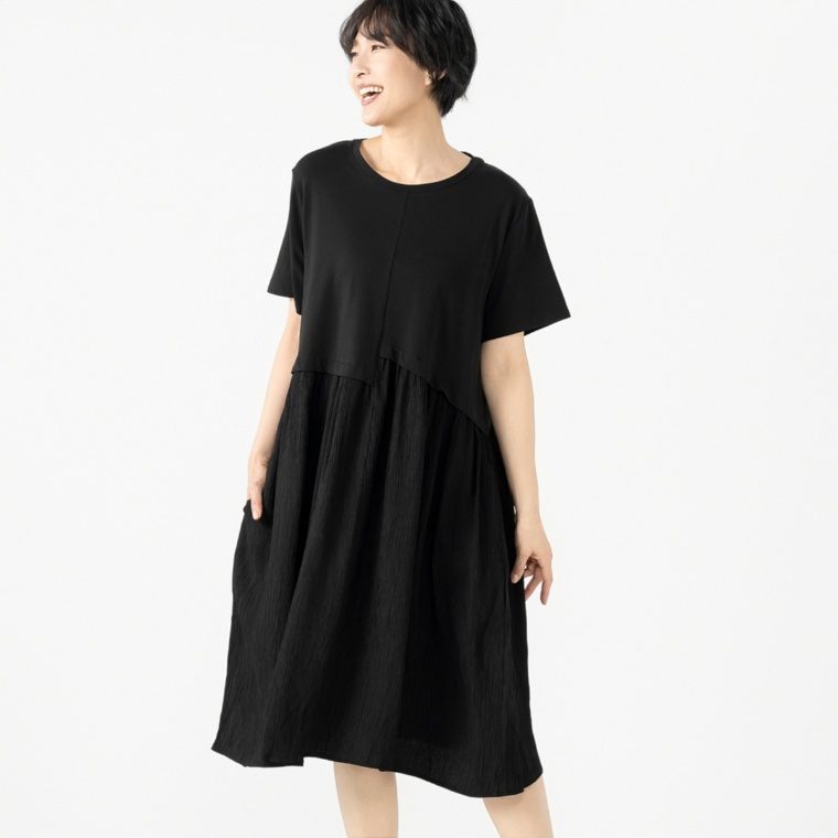 KidsAngel 異素材使いドッキングワンピース