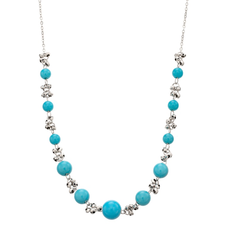 スリーピングビューティートルコ石 純プラチナミラーボールネックレス