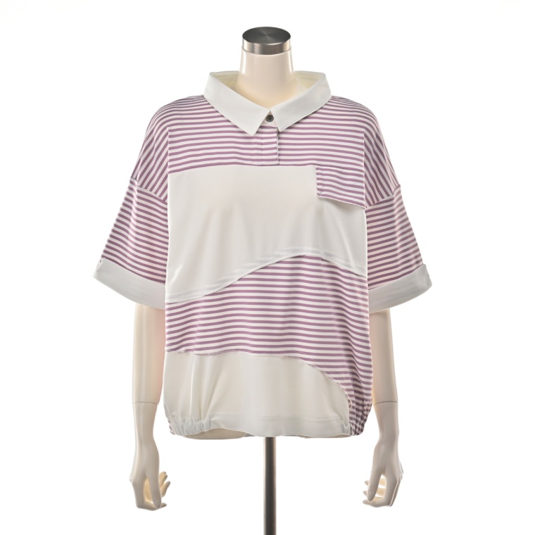 ModdedAnce カーブ切替ボーダーMIX 衿プルオーバー