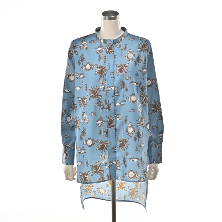 MASAGO プリント無地ロングブラウス