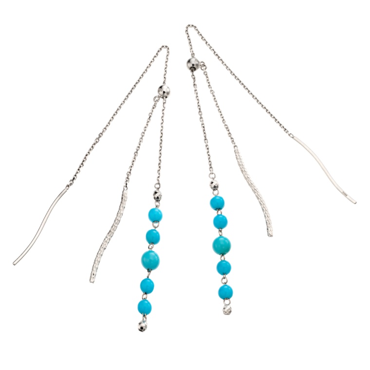 スリーピングビューティートルコ石 純プラチナ 2Way ピアス