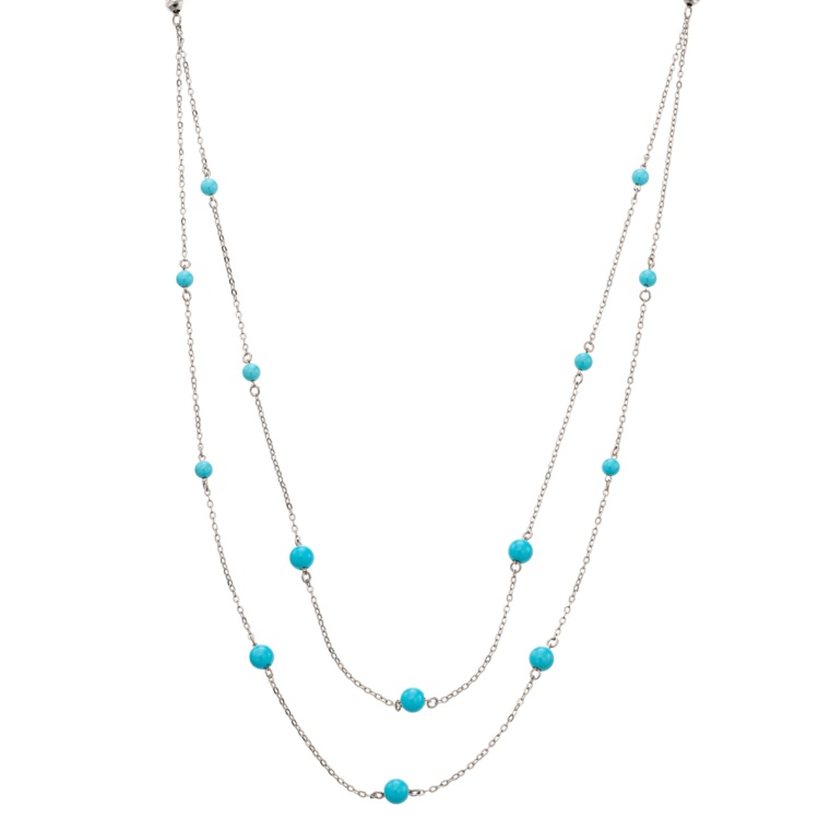 スリーピングビューティートルコ石 純プラチナ レイヤードネックレス