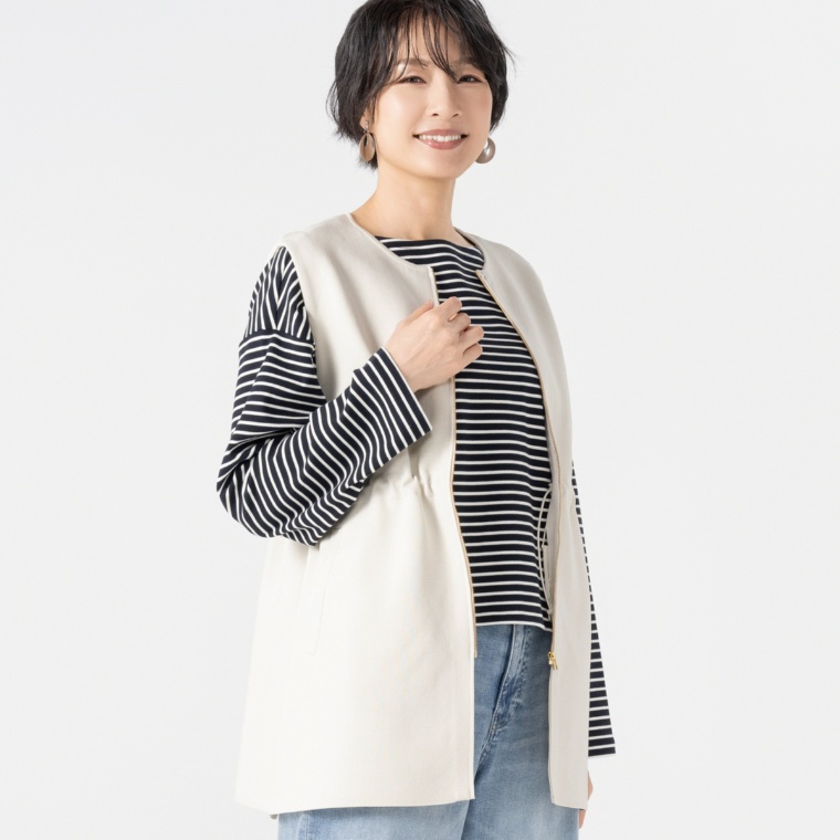 UNFILO BEAUTY FORM KNIT ZIPジレ