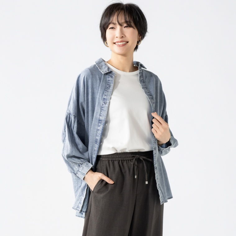 Coeur sucre 羽織にもなるソフトデニムシャツ