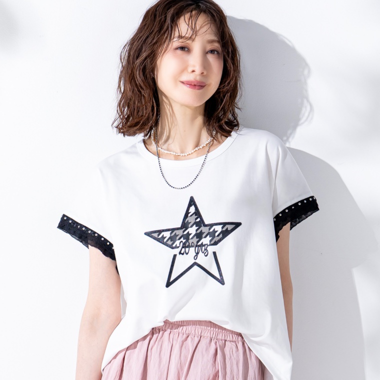 Remite シルケットスムーススター箔プリントTシャツ