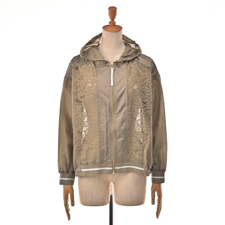 Remite レース使いラインリブシアーブルゾン