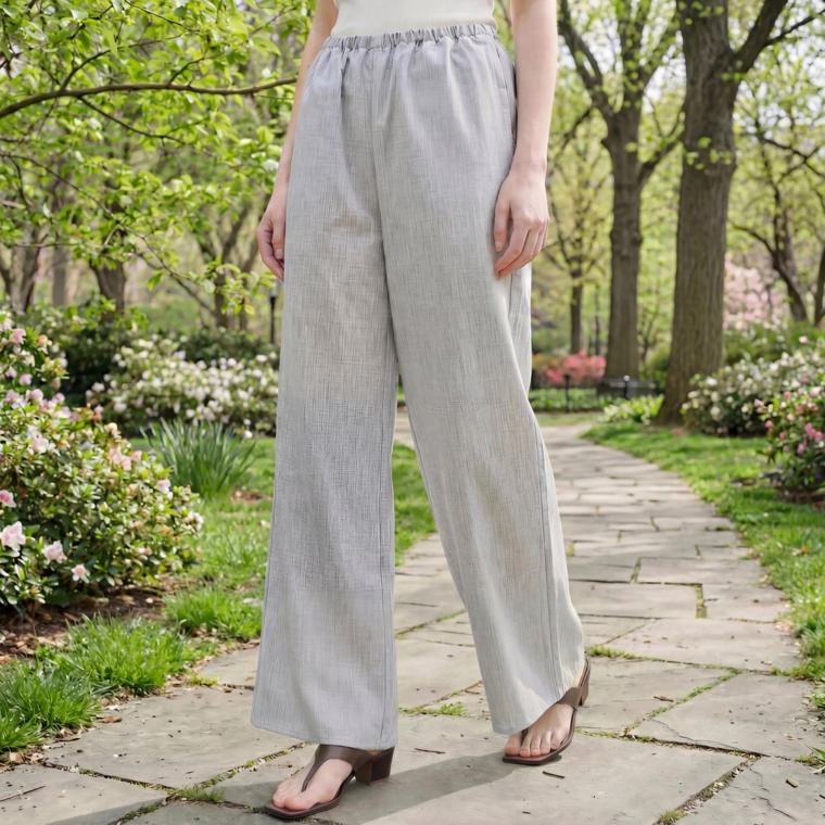 Provador イージーウエスト麻調サラサラ ワイドパンツ