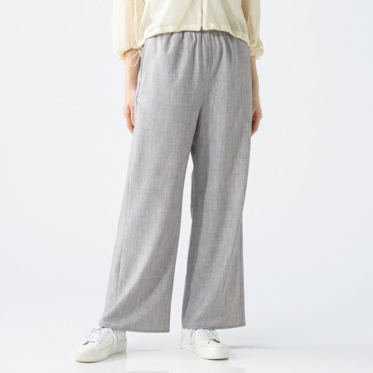 Provador イージーウエスト麻調サラサラ ワイドパンツ