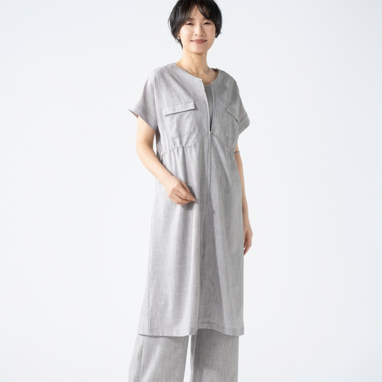 Provador 麻調サラサラ 2WAY ZIPワンピース