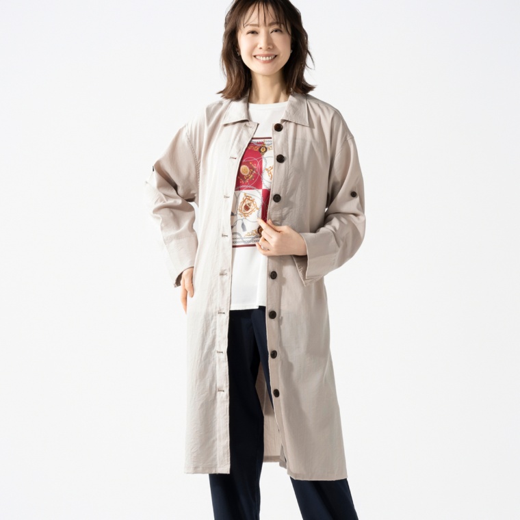 Provador 撥水強撚スラブストレッチ 2WAYコートワンピース