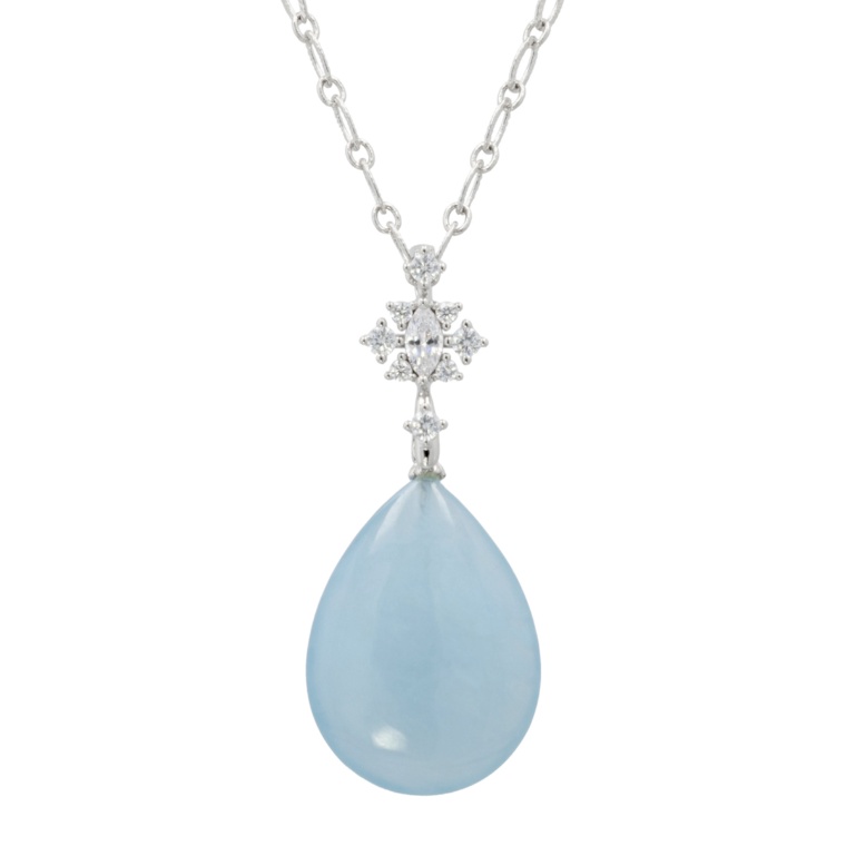 アクアマリン&CZ ペアシェイプペンダント30ctUP[リオラ]