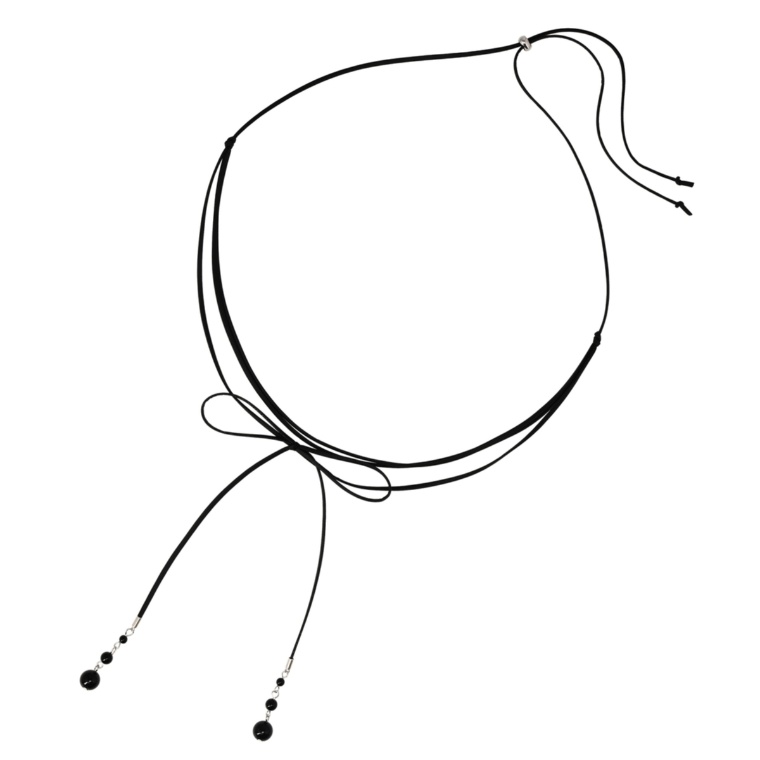 eclat ナチュラルストーン レザー調 リュバンネックレス