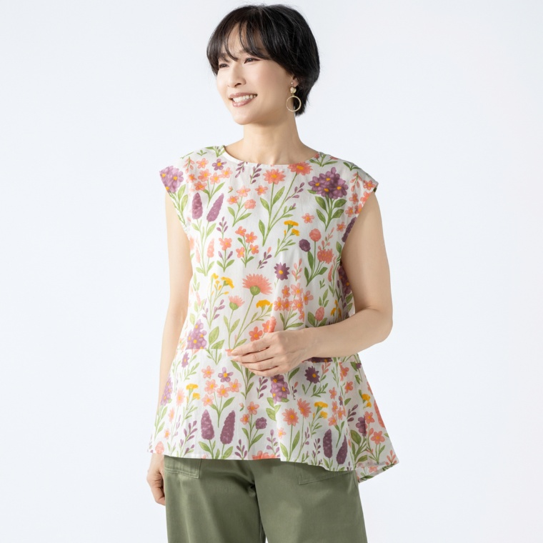 myM インド綿花柄ノースリーブチュニック