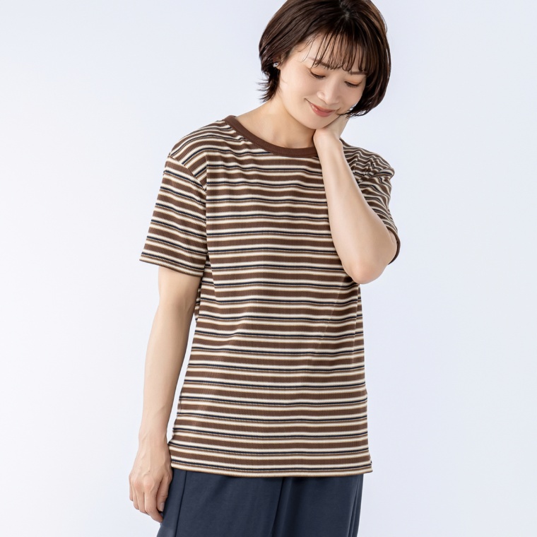 GRC マルチボーダーワッフルプルオーバー