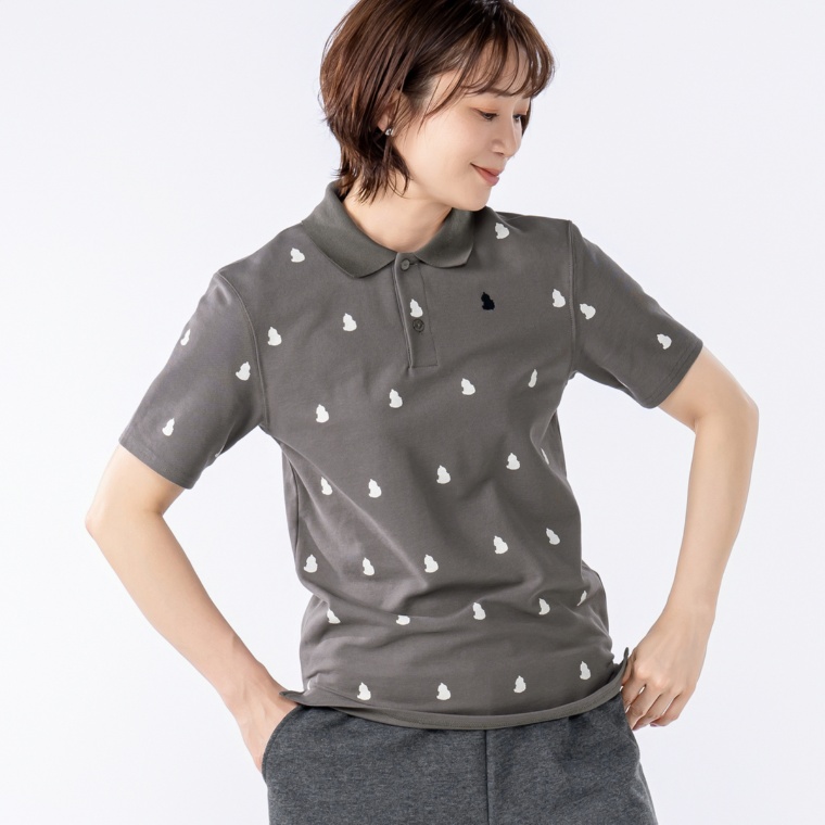 GRC ホット君総柄プリントポロシャツ