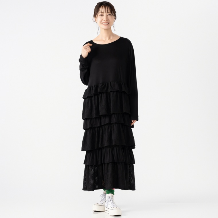 PERSONS カットソーラッフルワンピース