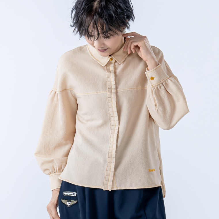 スクープクラブ 袖コンシャス フロントプリーツシャツ