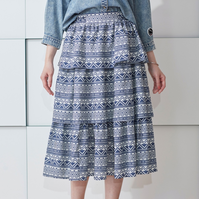 RUSTY 3段ティアードフレアーリゾートスカート