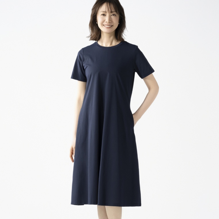 Provador コットンタッチ ストレッチジャージー半袖ワンピース