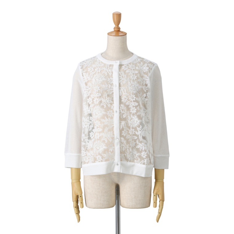 Provador 刺繍レース ストレッチカーディガン