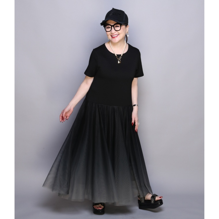 ANNE COQUINE ポンチ×チュールグラデーションワンピース