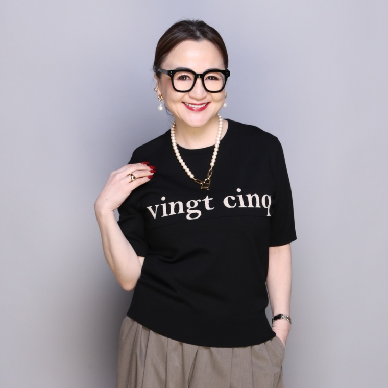 ANNE COQUINE コアスパンヤーンジャガードロゴニット