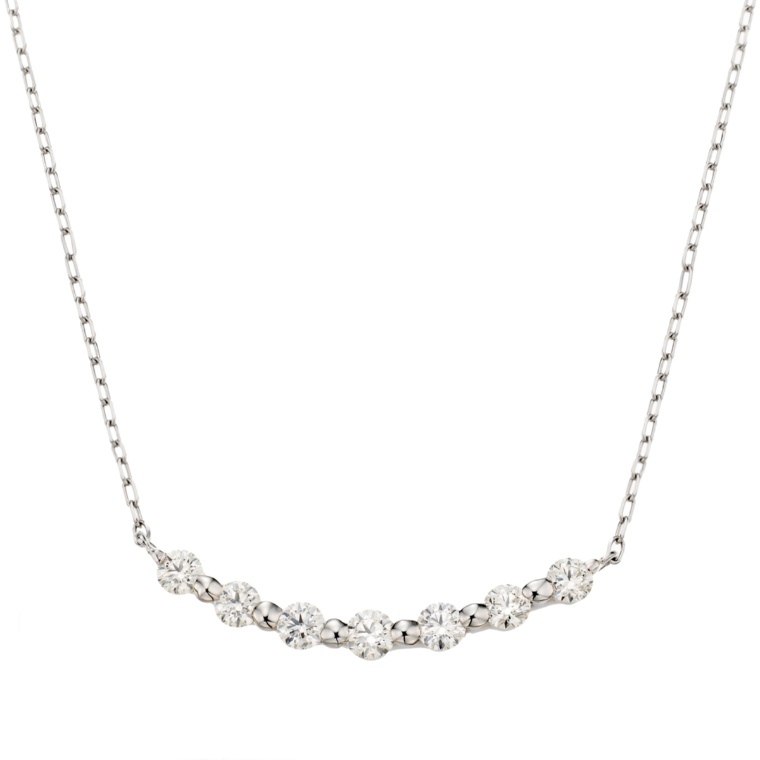 ボツワナ産ダイヤモンドPT ラインネックレス計0.18ctUP