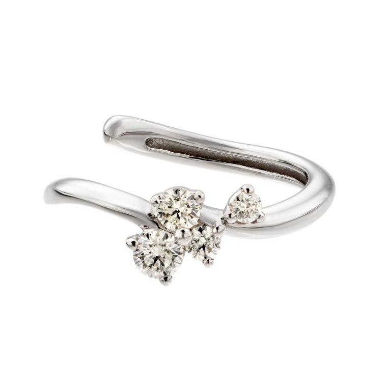 ボツワナ産ダイヤモンドPT イヤーカフ 計0.09ctUP